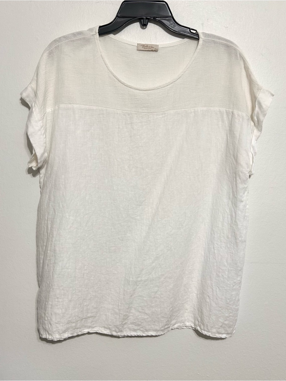 Bellambra White 100% linen tunic shirt minimalist lagenlook coastal beach sz M,L